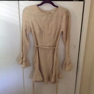 Long sleeve flair dress XS cream color